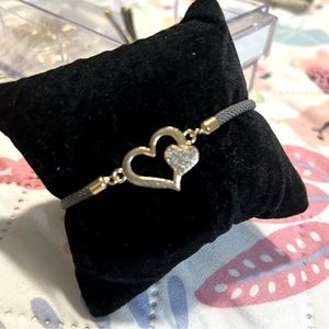 Ringstones double heart bracelet dark grey & gold